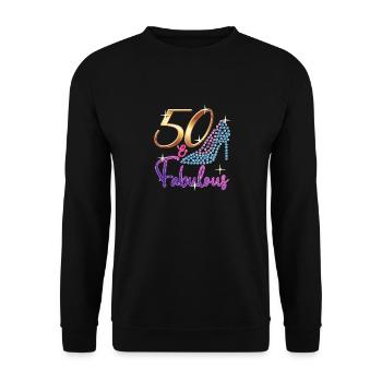 50th Birthday - 50 & Fabulous Turning Fifty Bday - Unisex Sweatshirt - black - Front - Alina (178cm) & Michal (187cm)