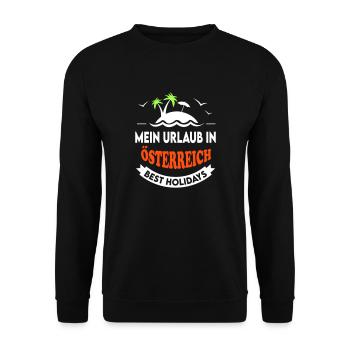 Urlaub Ferien Reise ÖSTERREICH - Unisex Pullover - Schwarz - Vorne - Alina (178cm) & Michal (187cm)