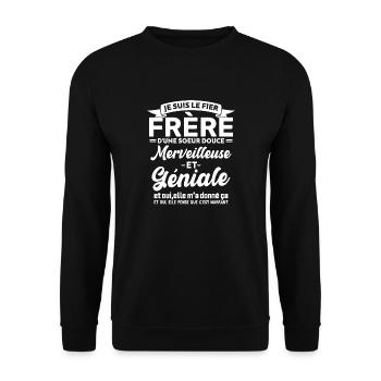 Frère Et Sœur Cadeau Humour Personnalisé - Sweat-shirt Unisexe - noir - Devant - Alina (178cm) & Michal (187cm)
