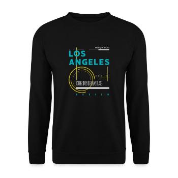 Los Angeles Streetwear Schriftzug Kalifornien - Unisex Pullover - Schwarz - Vorne - Alina (178cm) & Michal (187cm)