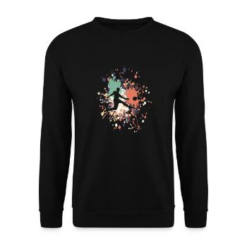 Soccer Jump Kick Color Splash - Unisex Sweatshirt - black - Front - Alina (178cm) & Michal (187cm)