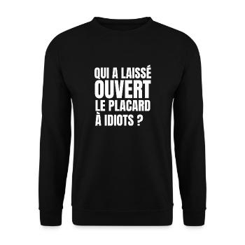 qui a laissé ouvert le placard à idiots - Sweat-shirt Unisexe - noir - Devant - Alina (178cm) & Michal (187cm)