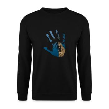 Empreinte de main avec motif de paume - Sweat-shirt Unisexe - noir - Devant - Alina (178cm) & Michal (187cm)