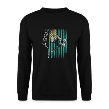 Drapeau américain avec guitare et basse clef - Sweat-shirt Unisexe - noir - Devant - Alina (178cm) & Michal (187cm)