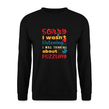 Thinking About Puzzling Jigsaw Hobby Puzzler - Unisex Sweatshirt - black - Front - Alina (178cm) & Michal (187cm)