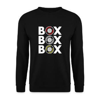 Box Box Box Grand Prix Tyre Compound White Design - Unisex Sweatshirt - black - Front - Alina (178cm) & Michal (187cm)