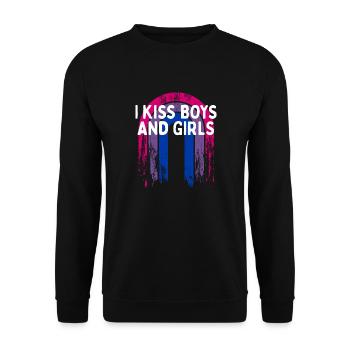 I Kiss Boys and Girls Bisexual Dating Bi Flirting - Unisex Sweatshirt - black - Front - Alina (178cm) & Michal (187cm)