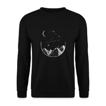 Aesthetics Hiking Mountains Starry Sky Moon Nature - Unisex Sweatshirt - black - Front - Alina (178cm) & Michal (187cm)