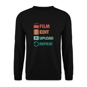film edit upload repeat Design pour un film - Sweat-shirt Unisexe - noir - Devant - Alina (178cm) & Michal (187cm)