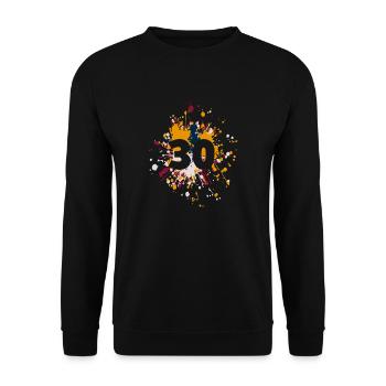 Nombre 30e couleur Splash - Sweat-shirt Unisexe - noir - Devant - Alina (178cm) & Michal (187cm)