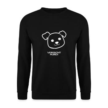 Vorsicht Hund weiss - Unisex Pullover - Schwarz - Vorne - Alina (178cm) & Michal (187cm)
