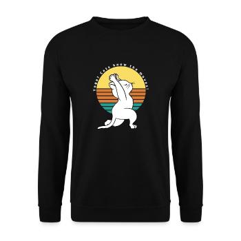 Yoga? Cats Know The Moves! Retro Yoga Cat - Unisex Sweatshirt - black - Front - Alina (178cm) & Michal (187cm)
