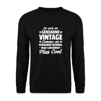 gendarme vintage / cadeau humour gendarme - Sweat-shirt Unisexe - noir - Devant - Alina (178cm) & Michal (187cm)