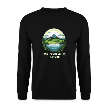 Bergsee-Idylle T-Shirt - Schönheit der Natur fest - Unisex Pullover - Schwarz - Vorne - Alina (178cm) & Michal (187cm)