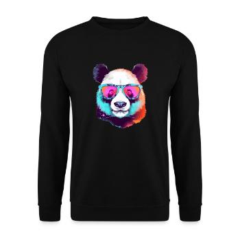 Koka the bespectacled panda - Unisex Sweatshirt - black - Front - Alina (178cm) & Michal (187cm)