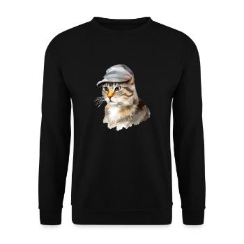 Miki the cat in the hat - Unisex Sweatshirt - black - Front - Alina (178cm) & Michal (187cm)