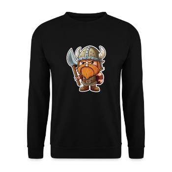 Mignonnerie nordique: Mignon Cartoon Viking - Sweat-shirt Unisexe - noir - Devant - Alina (178cm) & Michal (187cm)