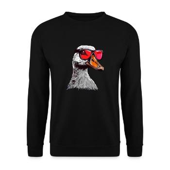 Sassy Goose with Red Sunglasses - Unisex Sweatshirt - black - Front - Alina (178cm) & Michal (187cm)