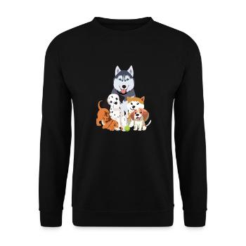 Funny Hunde Team - Unisex Pullover - Schwarz - Vorne - Alina (178cm) & Michal (187cm)