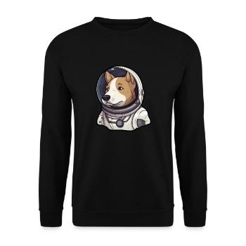 Funny Astronaut Dog in Space Comic Cartoon - Unisex Sweatshirt - black - Front - Alina (178cm) & Michal (187cm)