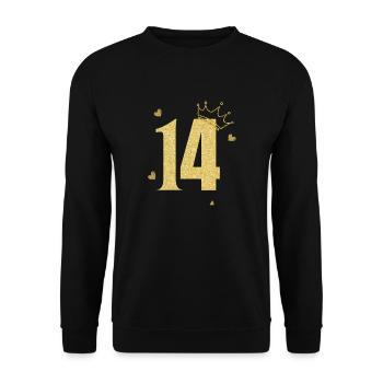 14th Anniversary Golden Crown - Unisex Sweatshirt - black - Front - Alina (178cm) & Michal (187cm)