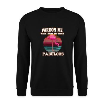 Fabelhafter rosa Flamingo - Unisex Pullover - Schwarz - Vorne - Alina (178cm) & Michal (187cm)