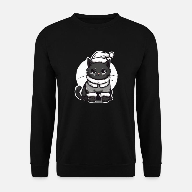 Santa Cat, Weihnachtskatze - Unisex Pullover - Schwarz