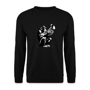 Monkey Orchestra Trumpet Street Art Banksy Stylelet - Unisex Sweatshirt - black - Front - Alina (178cm) & Michal (187cm)