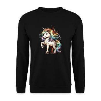 Das tollste Einhorn der Welt | Regenbogen-Einhorn - Unisex Pullover - Schwarz - Vorne - Alina (178cm) & Michal (187cm)