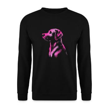 Labrador Zeichnung Kopf pink - Unisex Pullover - Schwarz - Vorne - Alina (178cm) & Michal (187cm)