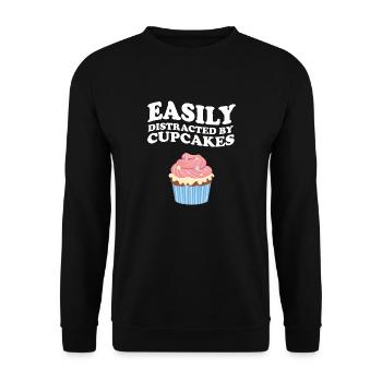 Easily Distracted By Cupcakes - Unisex Sweatshirt - black - Front - Alina (178cm) & Michal (187cm)
