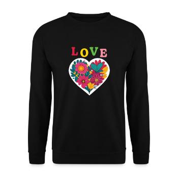 Amour - Liebe - Coeur - Unisex Pullover - Schwarz - Vorne - Alina (178cm) & Michal (187cm)