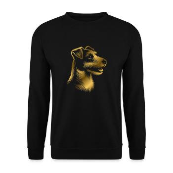 Russell Terrier drawing head bronze, gold - Unisex Sweatshirt - black - Front - Alina (178cm) & Michal (187cm)