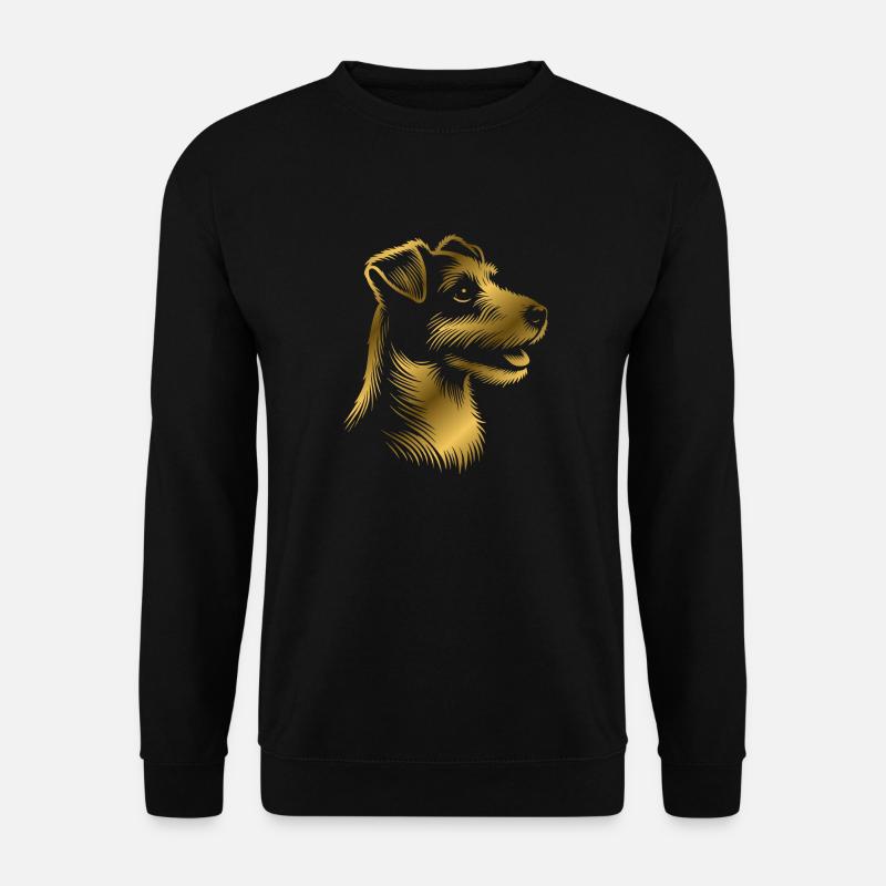 Russell Terrier Zeichnung Kopf bronze, gold - Unisex Pullover - Schwarz