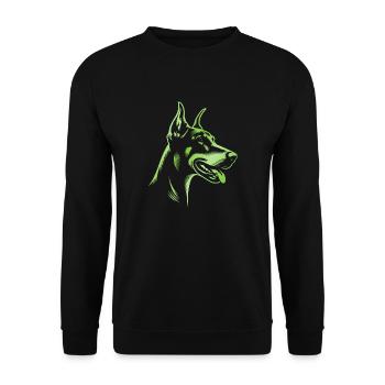 Doberman Pinscher, Dog Head, Drawing Green - Unisex Sweatshirt - black - Front - Alina (178cm) & Michal (187cm)