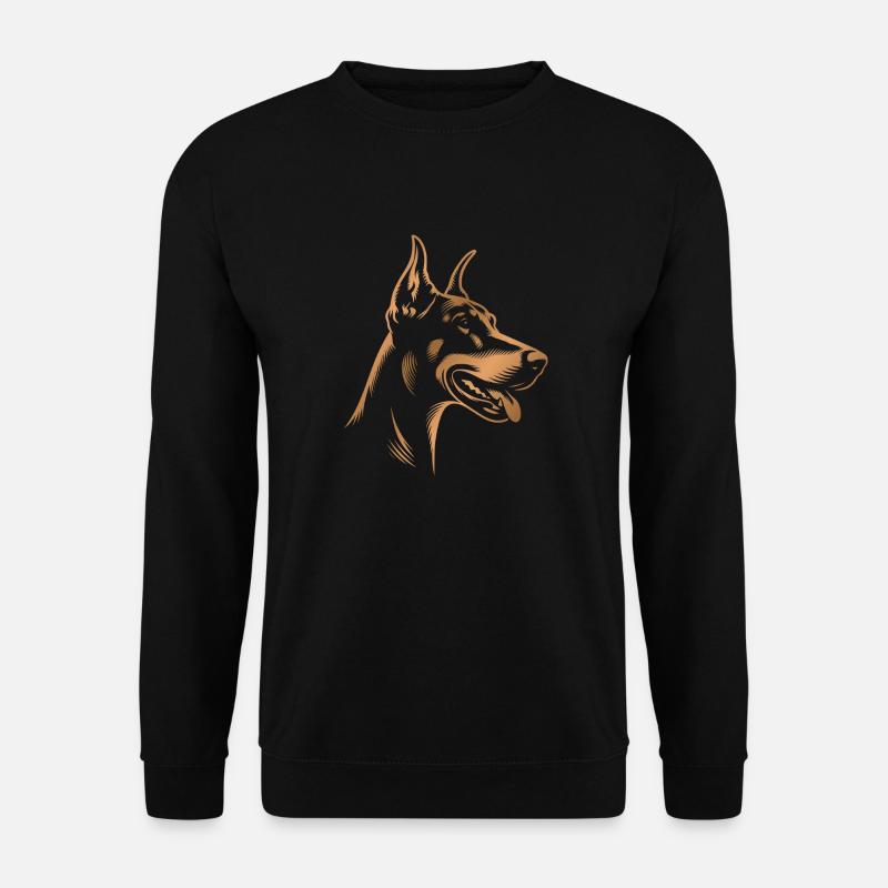 Doberman Pinscher, Dog Head, Drawing bronze - Unisex Sweatshirt - black