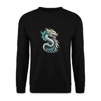 Buchstabe S mit Drache - Unisex Pullover - Schwarz - Vorne - Alina (178cm) & Michal (187cm)