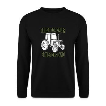 Stirbt der Bauer stirbt das Land Bauernproteste - Unisex Pullover - Schwarz - Vorne - Alina (178cm) & Michal (187cm)