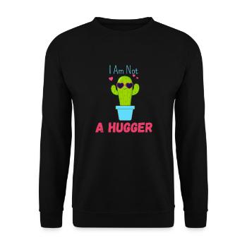Ich bin kein Umarmer Hemd Lustiger Vintage Kaktus - Unisex Pullover - Schwarz - Vorne - Alina (178cm) & Michal (187cm)