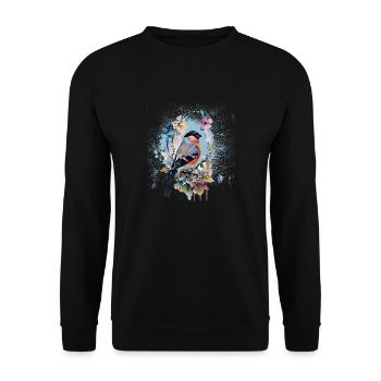 vogel,fink,aquarell,wildblumen,blumen - Unisex Pullover - Schwarz - Vorne - Alina (178cm) & Michal (187cm)