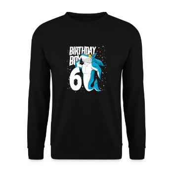 6 year old Boys Shark Birthday Gift - Unisex Sweatshirt - black - Front - Alina (178cm) & Michal (187cm)