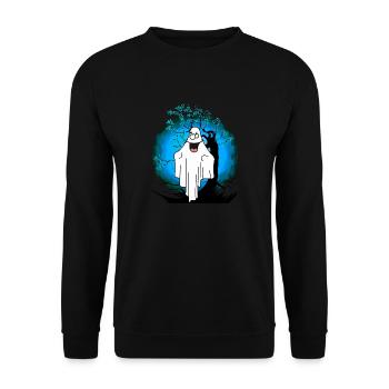 Halloween Gespenst Geist Geister - Unisex Pullover - Schwarz - Vorne - Alina (178cm) & Michal (187cm)