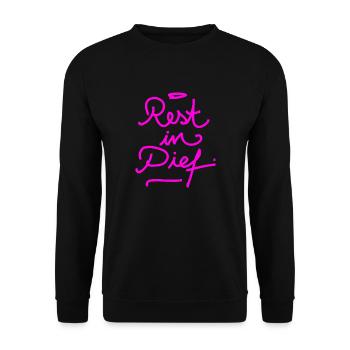 REPOS À PIEF (R.I.P.) Écriture - Sweat-shirt Unisexe - noir - Devant - Alina (178cm) & Michal (187cm)