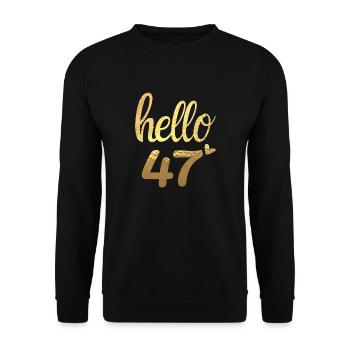 Hello 47 doré - Sweat-shirt Unisexe - noir - Devant - Alina (178cm) & Michal (187cm)