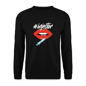 injector Design for a patient of plastic surgery - Unisex Sweatshirt - black - Front - Alina (178cm) & Michal (187cm)