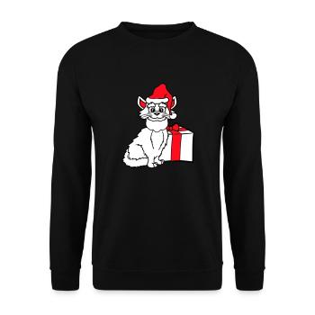 Weihnachtsmann Katze Winter Weihnachten Geschenk - Unisex Pullover - Schwarz - Vorne - Alina (178cm) & Michal (187cm)