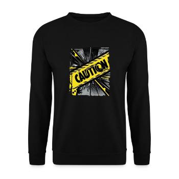 Drôle Tendance Noir Jaune Avertissement Ruban Avertissement - Sweat-shirt Unisexe - noir - Devant - Alina (178cm) & Michal (187cm)