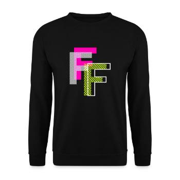 F Buchstabe - Unisex Pullover - Schwarz - Vorne - Alina (178cm) & Michal (187cm)