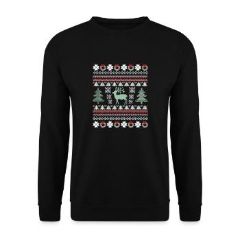 Retro Weihnachtsmuster - Unisex Pullover - Schwarz - Vorne - Alina (178cm) & Michal (187cm)
