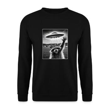 Raton laveur Selfie avec OVNI extraterrestre drôle Cadeaux de raton laveur - Sweat-shirt Unisexe - noir - Devant - Alina (178cm) & Michal (187cm)